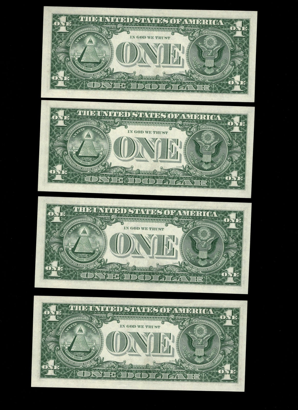 Star Note LOT One Dollar Bills 1969B D* Block Cleveland $1 Run 1 SEQ RUN of 4