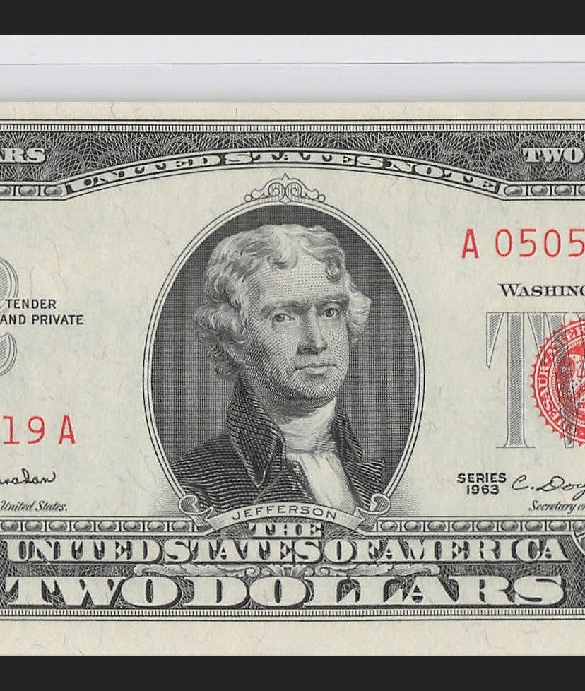Double Repeater Fancy Serial Number Two Dollar Red Seal 1963 0s 5s 1s 9s
