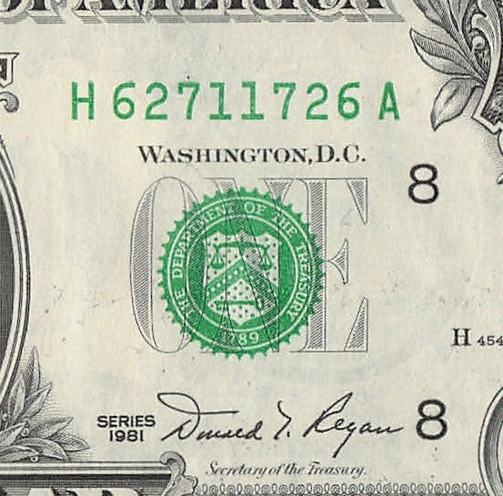 Radar Fancy Serial Number One Dollar Bill 1981 2s 1s 6s 7s HA