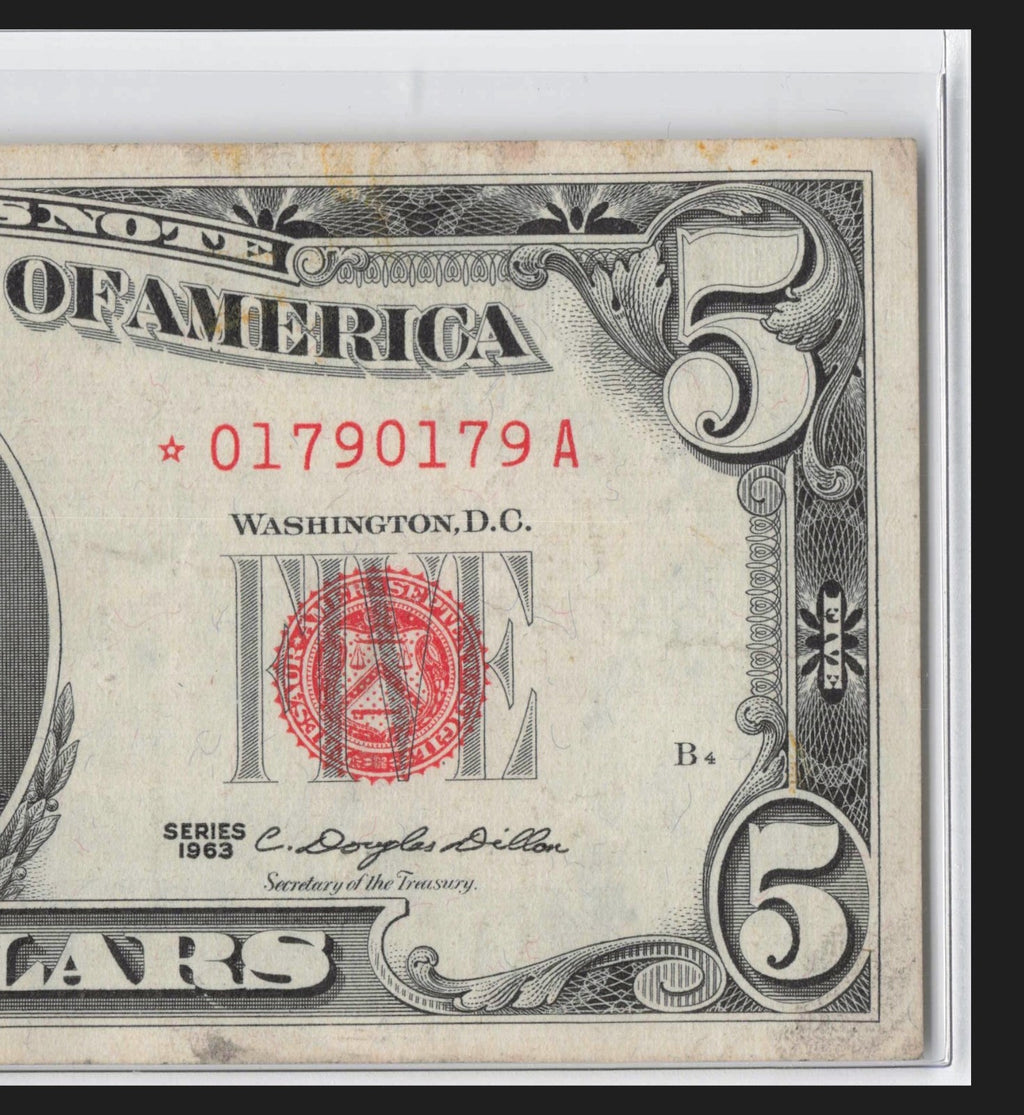 Repeater Star Note Fancy Serial Number Five Dollar Red Seal 1963 *A 0s 1s 7s 9s