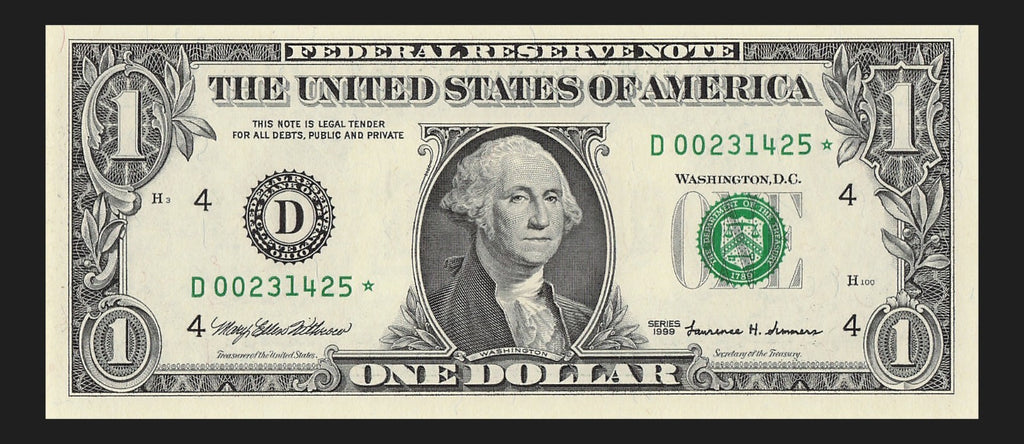 Star Note One Dollar Bill 1999 $1 D* Block Cleveland Run 1 320K Sheet