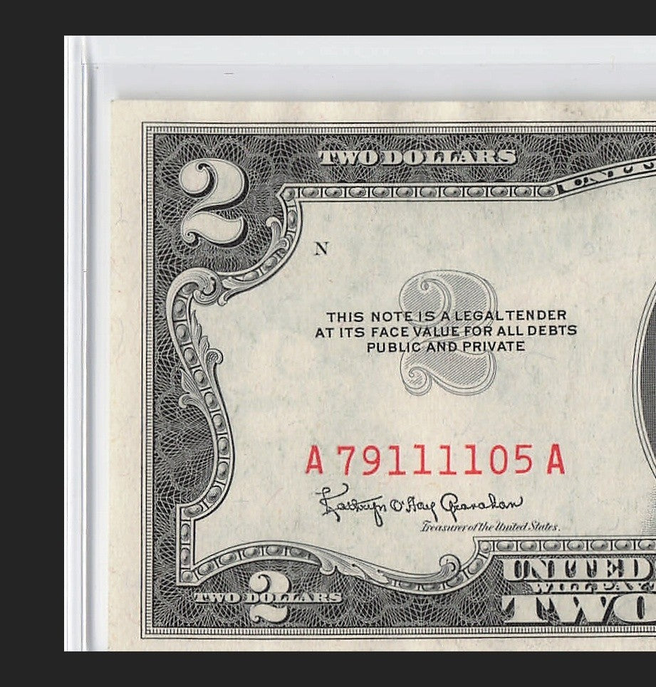 Four in a Row 1s Fancy Serial Number Two Dollar Red Seal 1953C $2 POS 3