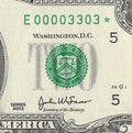 Binary Low Serial Number Star Note Two Dollar Bill E00003303* 3s 0s Richmond