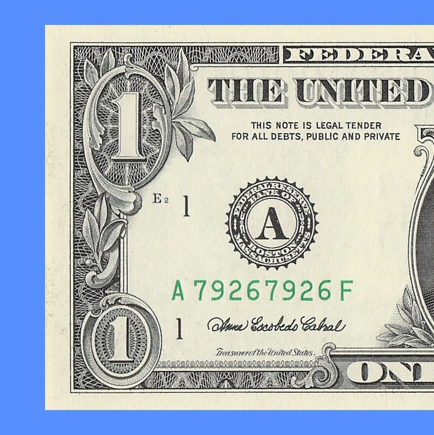 Repeater Fancy Serial Number One Dollar Bill 2s 7s 6s 9s 2006 AF Block