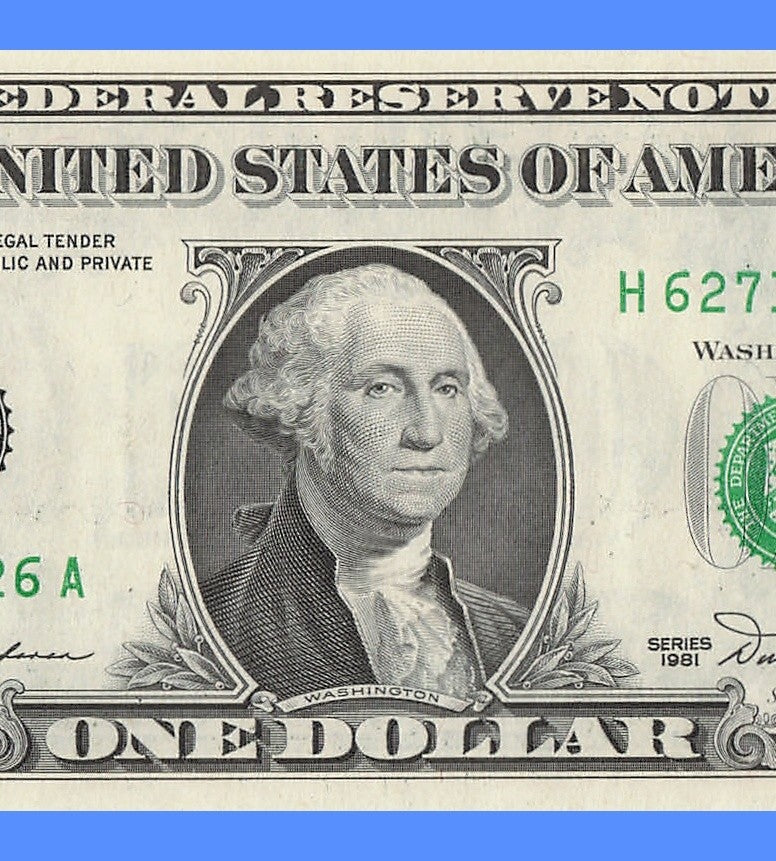 Radar Fancy Serial Number One Dollar Bill 1981 2s 1s 6s 7s HA