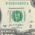 2021 $2 Two Dollar Bill Binary Radar Fancy Serial Number 0s 8s Janet Yellen
