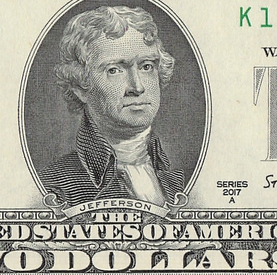 Binary Two Dollar Bill Fancy Serial Number 2017A $2 Dallas Binary 3s 1s