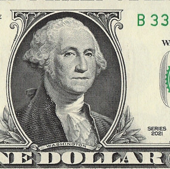 Binary Repeater Fancy Serial Number One Dollar Bill 3s 7s 2021 BA Block $1