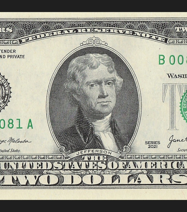 2021 $2 Two Dollar Bill Repeater Fancy Serial Number Janet Yellen 0s 8s 1s