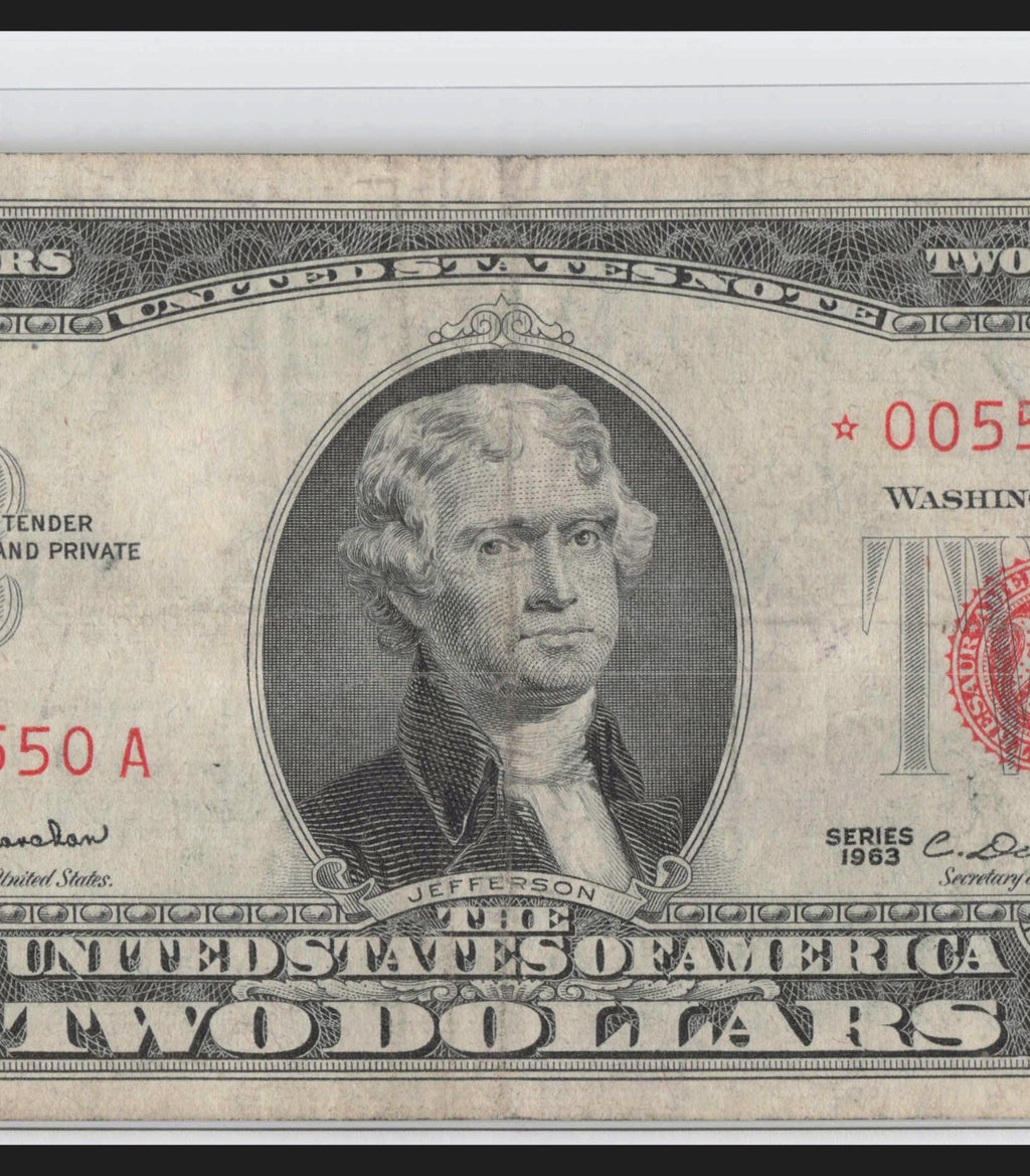 Binary 0s 5s Fancy Serial Number Two Dollar Red Seal Star Note Five in a Row 5s