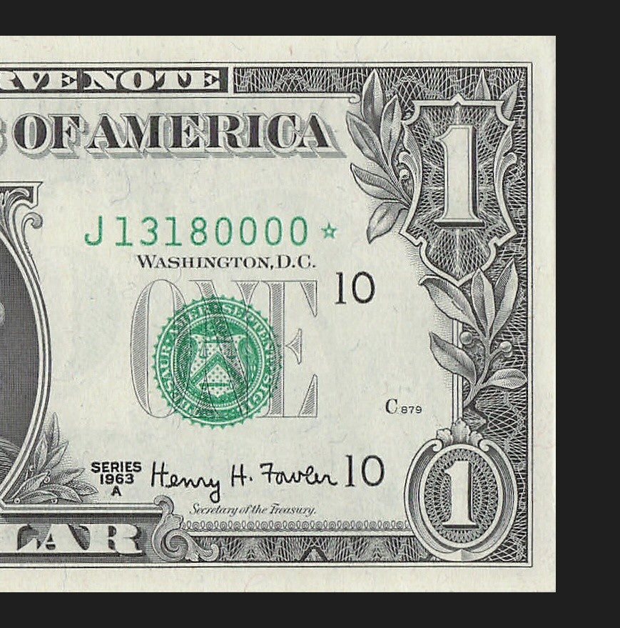 Star Note One Dollar Bill 1963A $1 J* Block Kansas City Four Trailing 0s