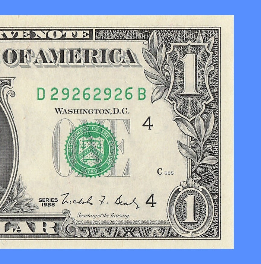 Repeater Fancy Serial Number One Dollar Bill 2s 6s 9s 1988 DB Block Trinary