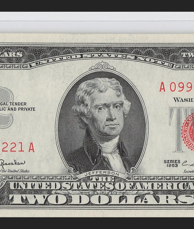 Double Radar Fancy Serial Number Two Dollar Red Seal 1963 0s 1s 2s 9s