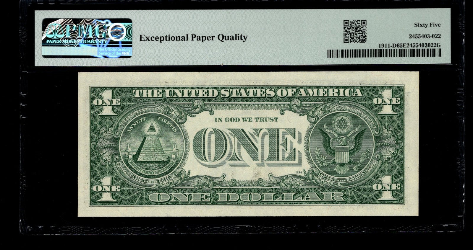 Low Serial Number 22 Fancy Serial Number One Dollar Bill PMG D00000022B Binary