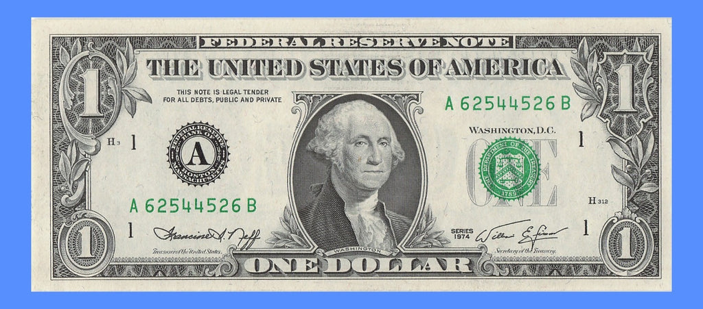 Radar Fancy Serial Number One Dollar Bill 1974 Boston 2s 4s 5s 6s AB