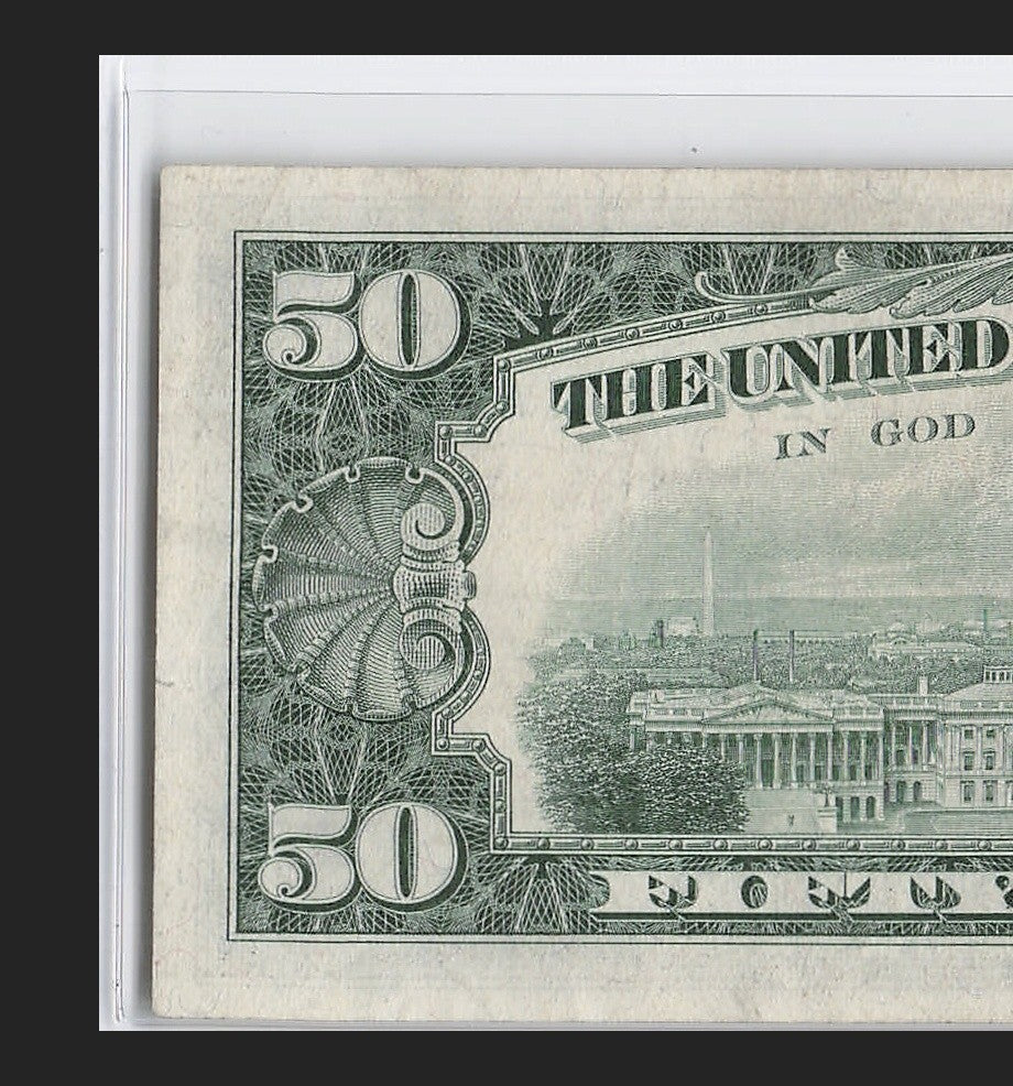 Trinary Fancy Serial Number Fifty Dollar Federal Reserve Note 0s 1s 4s 1963A