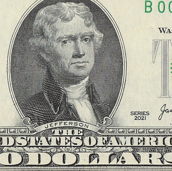 2021 $2 Two Dollar Bill Binary Radar Fancy Serial Number 0s 8s Janet Yellen