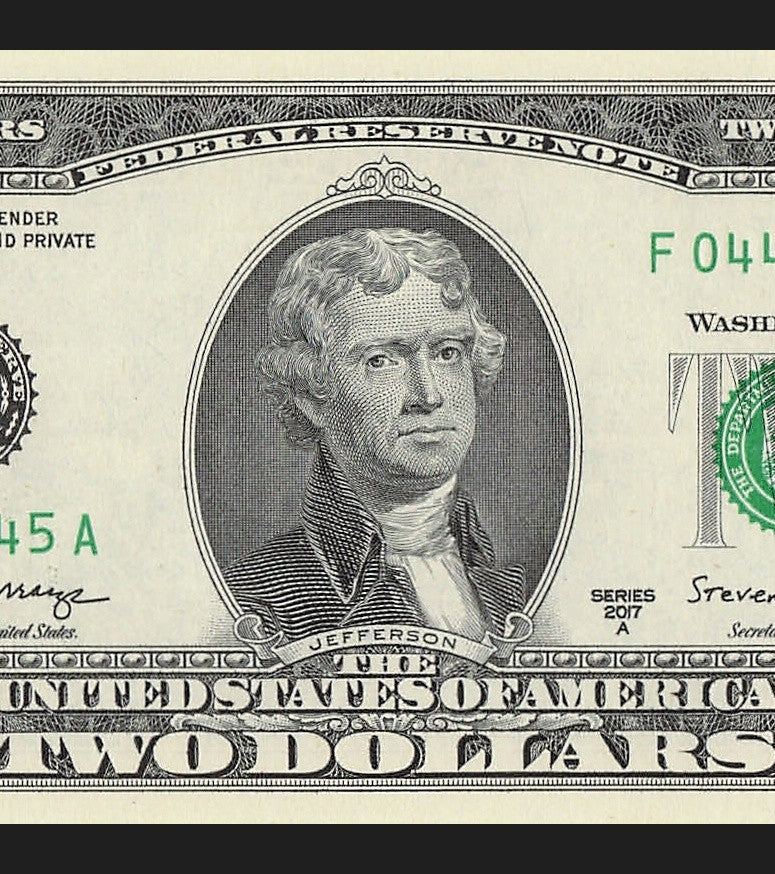 Repeater Two Dollar Bill Fancy Serial Number 2017A $2 Trinary 0s 4s 5s