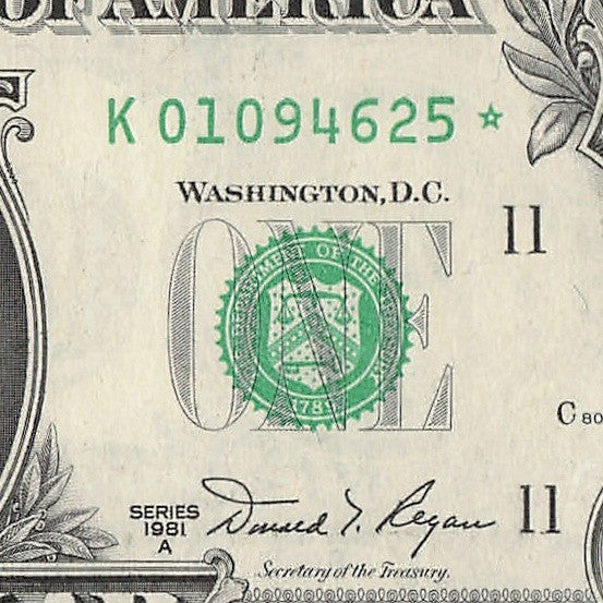 Star Note One Dollar Bill 1981A $1 K* Block Dallas Run 1 640K Productions UNC