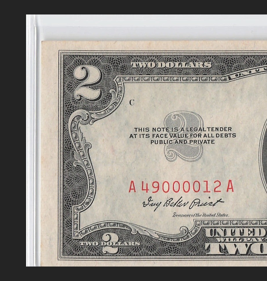 Four in a Row 0s Fancy Serial Number Two Dollar Red Seal 1953A $2 POS 3